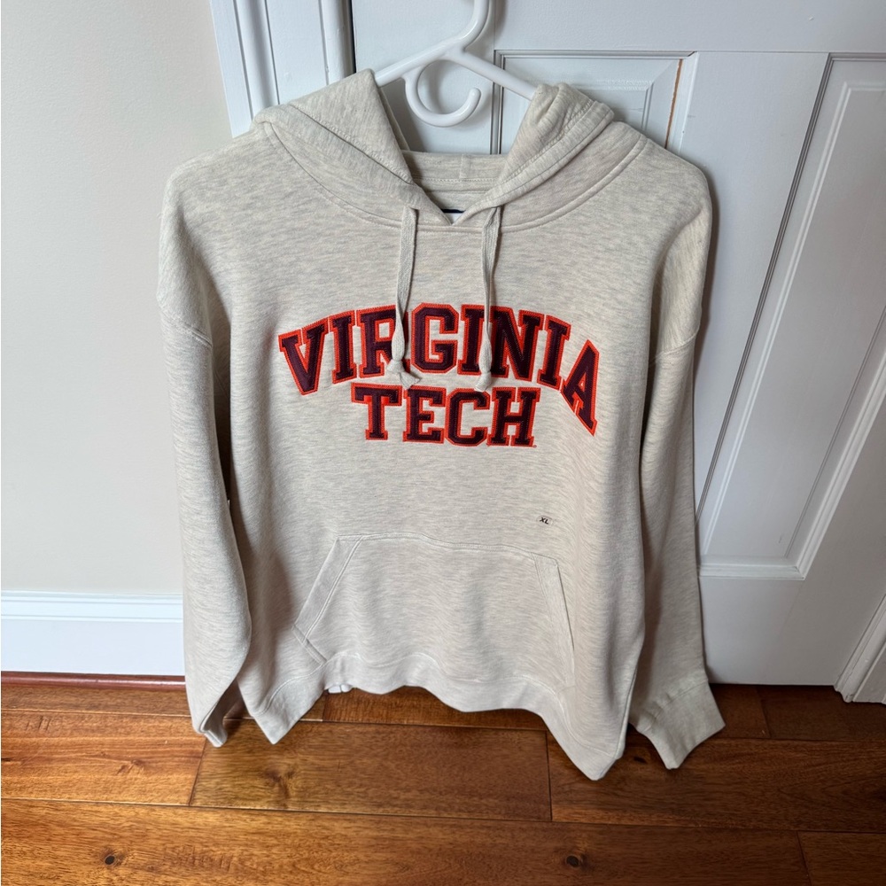 Adidas Cream Hoodie with Red Lettering Virginia Tech